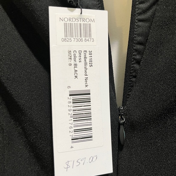 Halston Black Dress with Beaded Collar. Never worn, tags on - Picture 3 of 4